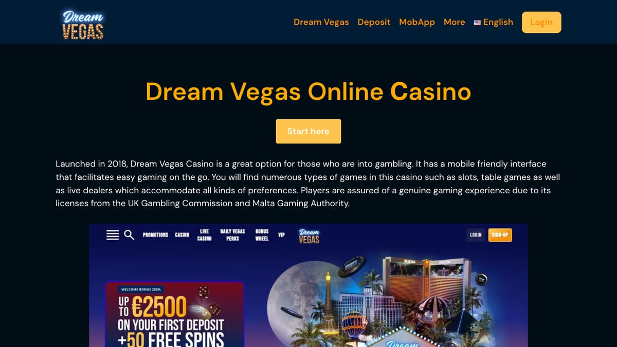 Dream Vegas etusivu