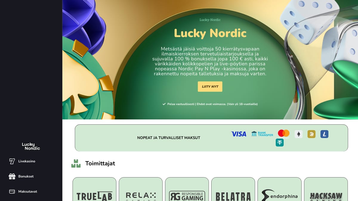 Lucky Nordic Casino etusivu