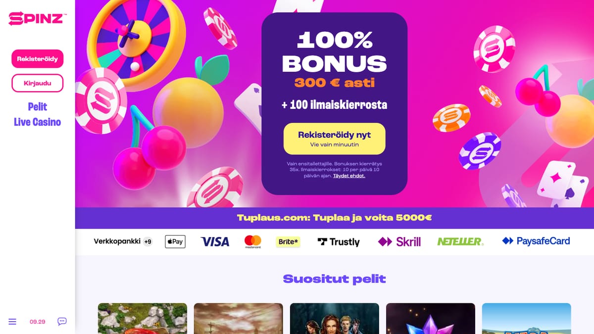 Spinz etusivu